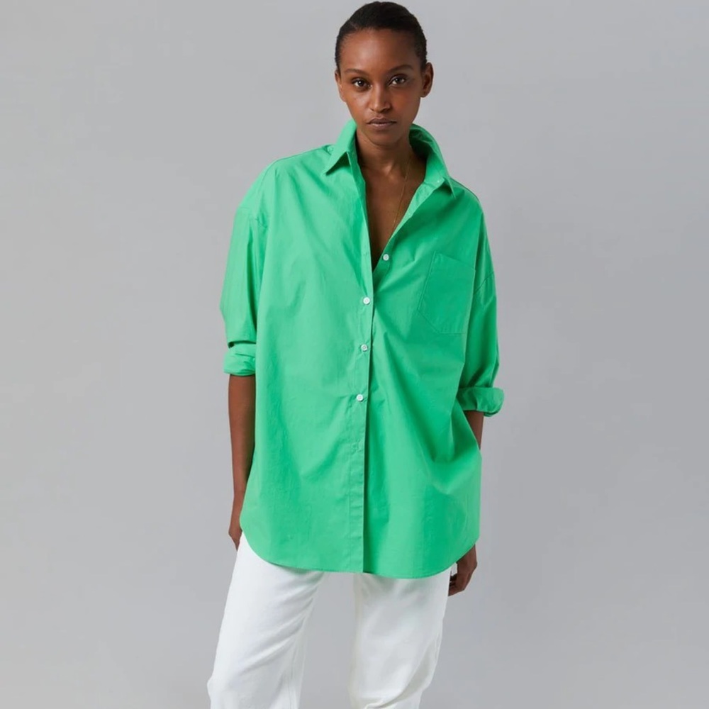 Melody Oversized Cotton Shirt - Island Green